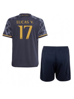 Billige Real Madrid Lucas Vazquez #17 Bortedraktsett Barn 2023-24 Kortermet (+ Korte bukser)
